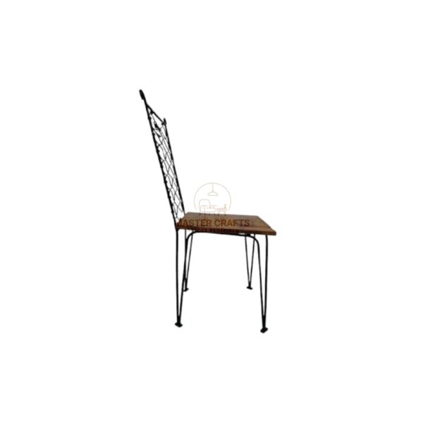 Wrought Iron and Wood Chair - Image 2
