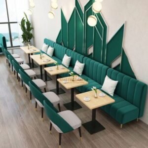Art Deco Style Vertical Channel Bench – Emerald Green