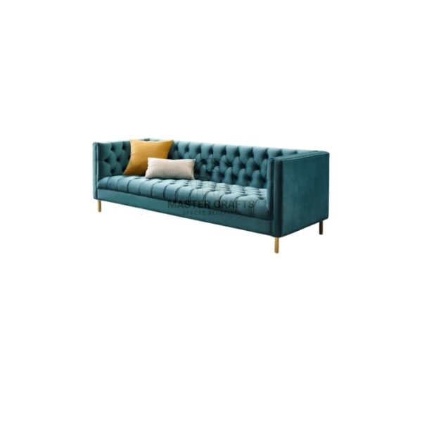 Teal Button-Tufted Luxe Sofa