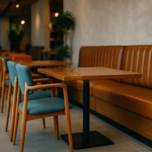 Classic Leatherette Booth with Wooden Accents