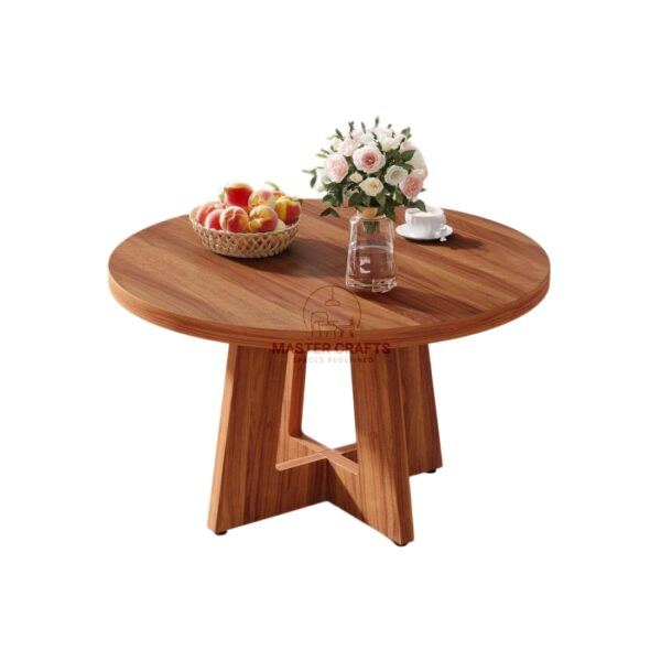 Round Wooden Dining Table with Minimalist Base