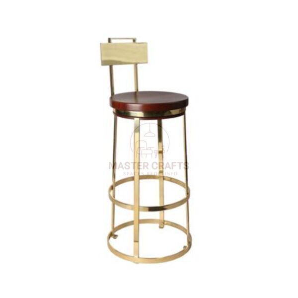 Modern Brass & Wood Swivel Bar Stool