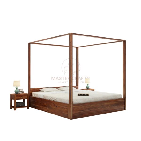 Ornate Wrought Iron Canopy Bed with Scrollwork
