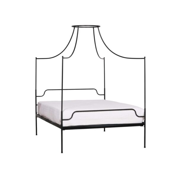 Bold Black and Cane Rattan Bed with Rounded Edges
