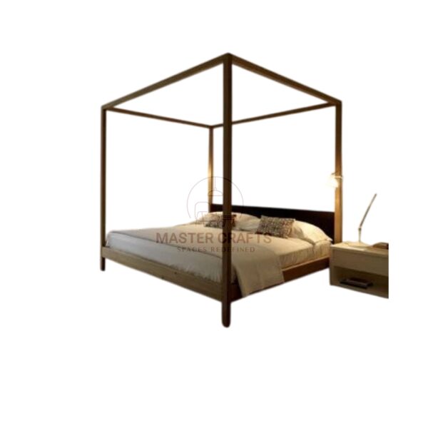 Minimalist Black Metal Four-Poster Canopy Bed