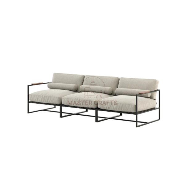 The Industrial Frame Sofa with Wood Accents