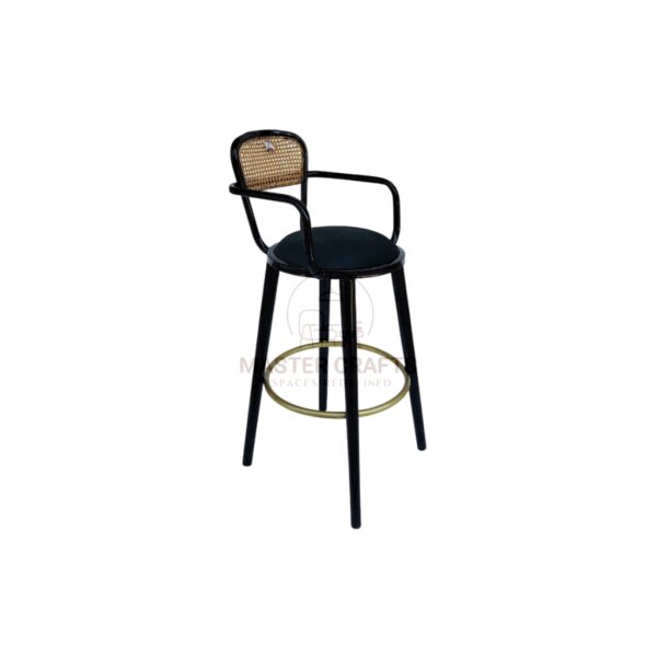 Black Bistro Bar Stool with Cane Accent - Image 2