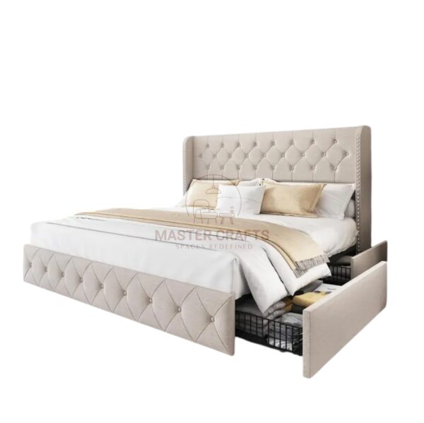 Luxurious Tufted Upholstered Storage Bed with Wingback Headboard