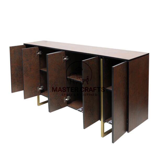 Industrial Patina Six-Door Storage Cabinet with Metal Base