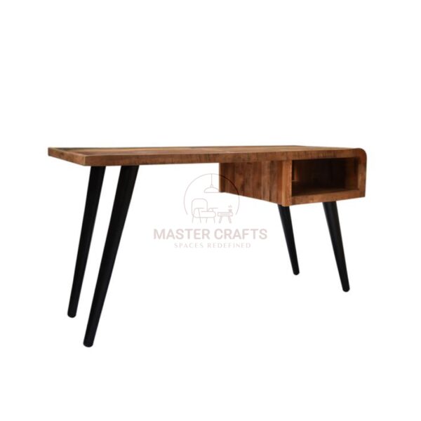 The "Industrial Planked Desk with Tapered Legs"