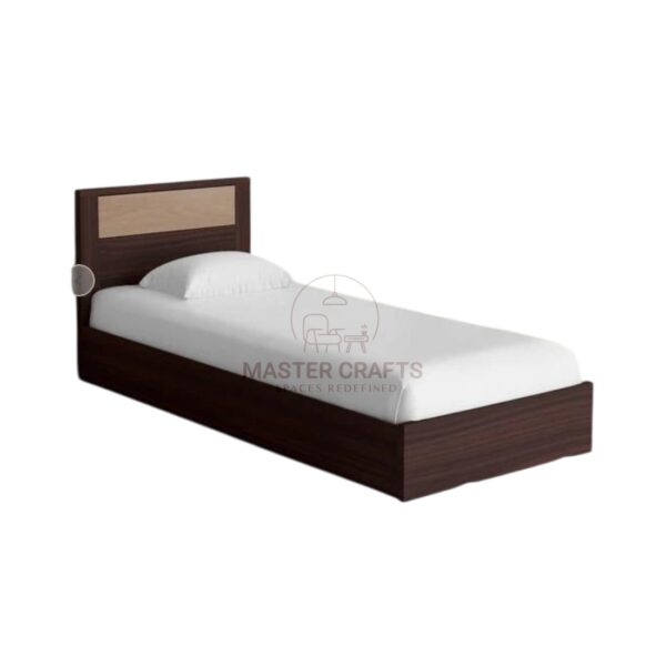 Contemporary Low-Profile Single Bed with Two-Tone Headboard