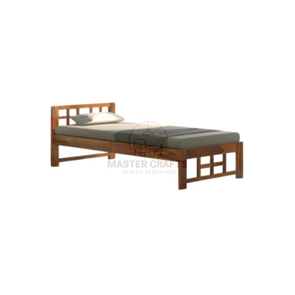 Light-Toned Wooden Single Bed with Open-Box Frame
