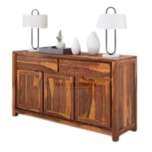 Rustic Solid Wood Buffet Sideboard with Three Doors