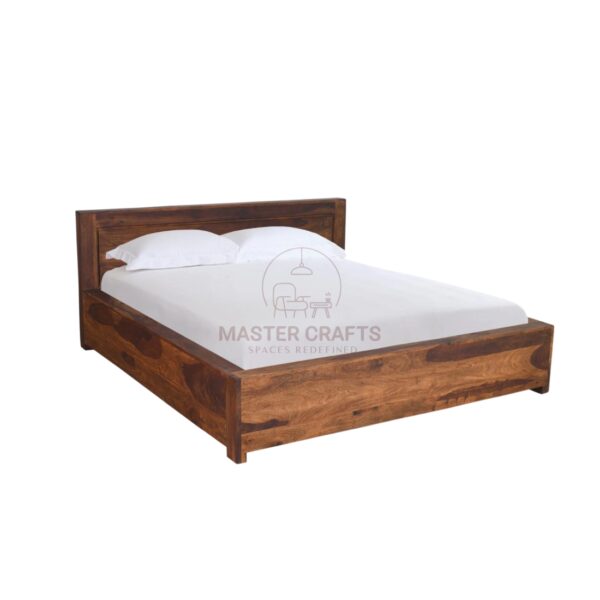Rustic Solid Wood Platform Bed with Natural Sheesham Finish