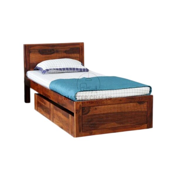 Wooden Single Bed with Under-Bed Drawer Storage
