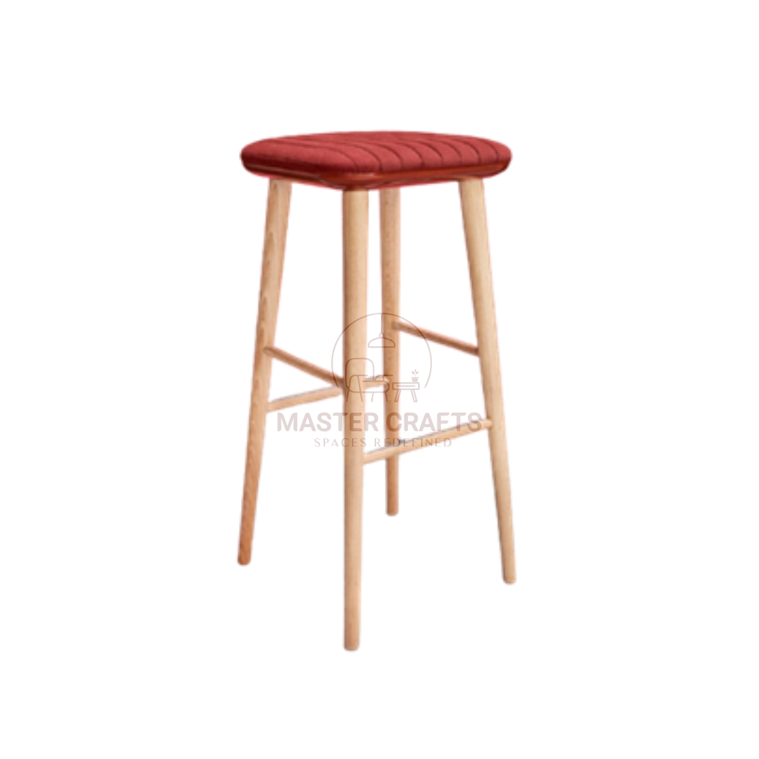 Natural Wood Padded Top Stool