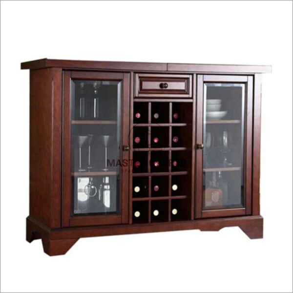 Classic Mahogany Wine Bar Cabinet with Glass Doors