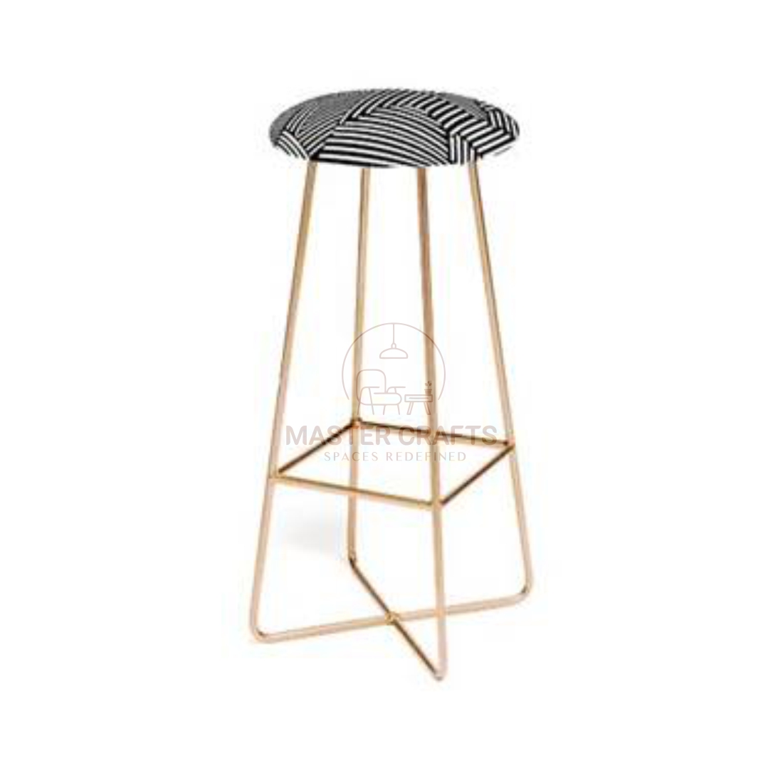 Geometric Upholstered Wire Stool