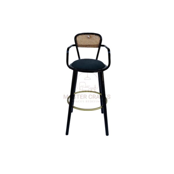 Black Bistro Bar Stool with Cane Accent