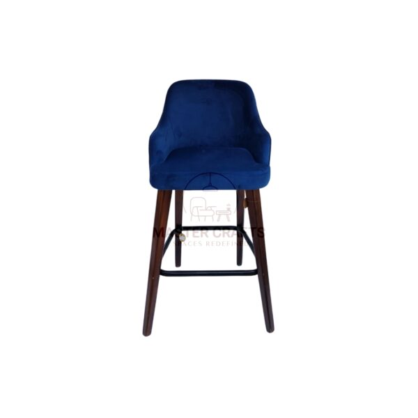 Royal Blue Velvet Mid-Century Bar Stool