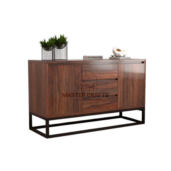 Modern Industrial Sideboard with Dark Wood and Metal Frame