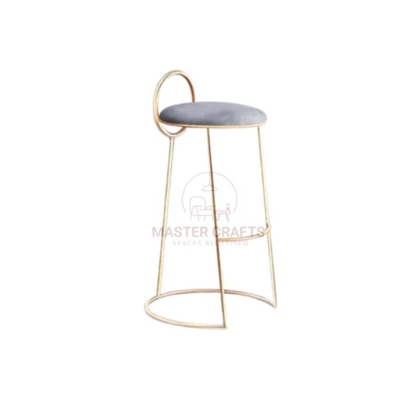 Minimalist Gold Velvet Stool with Back Loop
