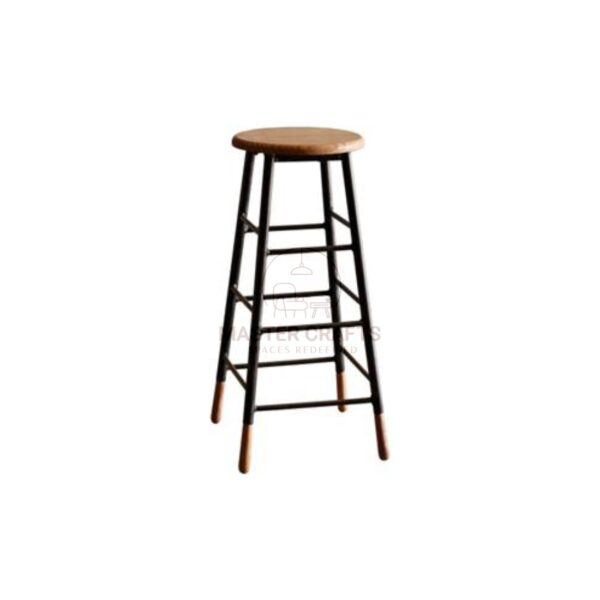 Traditional Spindle Stool with Wood-Tipped Feet