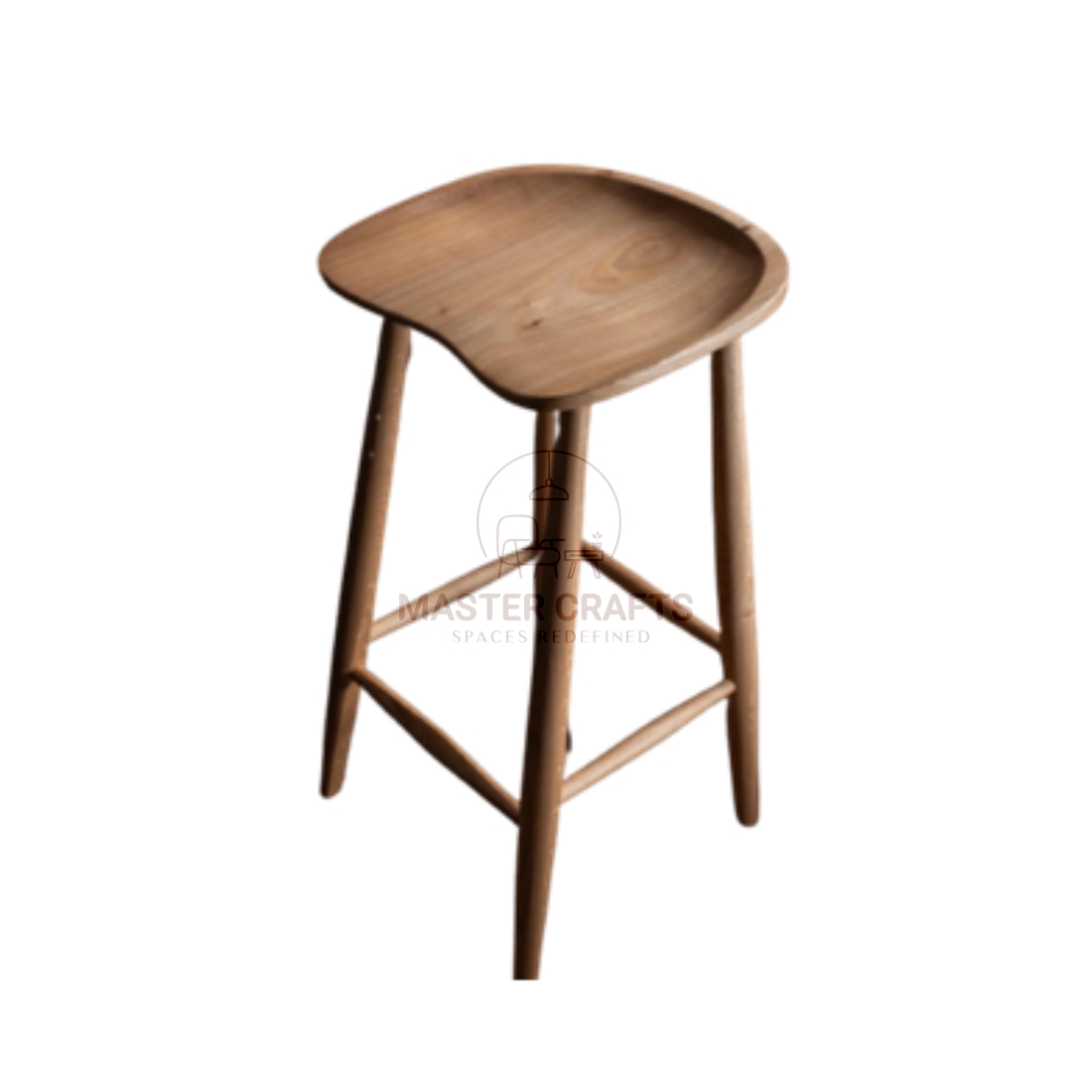 Natural Wood Contoured Scandi Stool