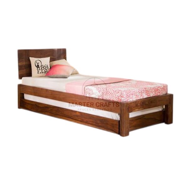  Natural Wood Trundle Bed with Horizontal Slats