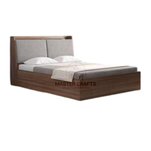 Modern Queen Bed with Two-Panel Upholstered Headboard
