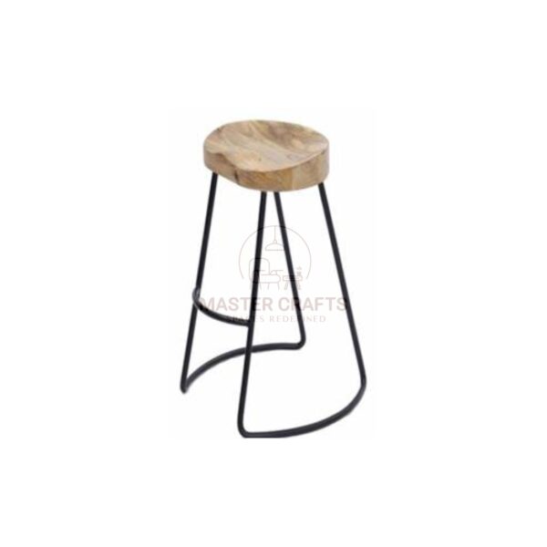 Cane Seat and Curved Back Industrial Stool