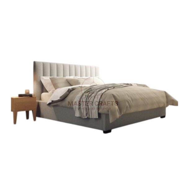  Modern Upholstered Bed with Vertical Channel Headboard