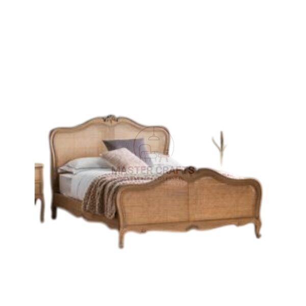  Natural Wood French Country Cane Sleigh Bed