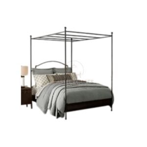  Modern Black Metal Four-Poster Canopy Bed