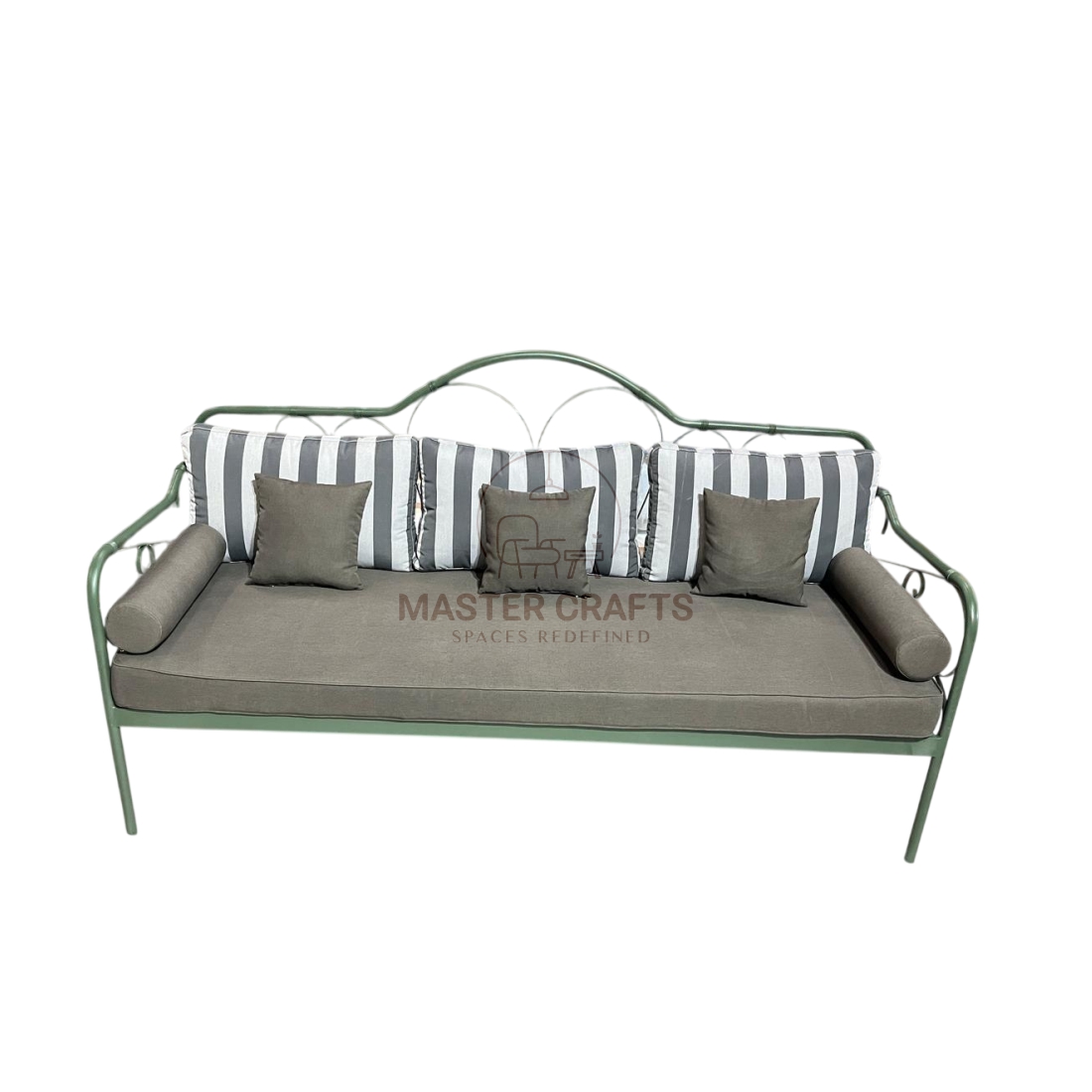 The Wrought Iron Daybed with Striped Pillows - Image 4