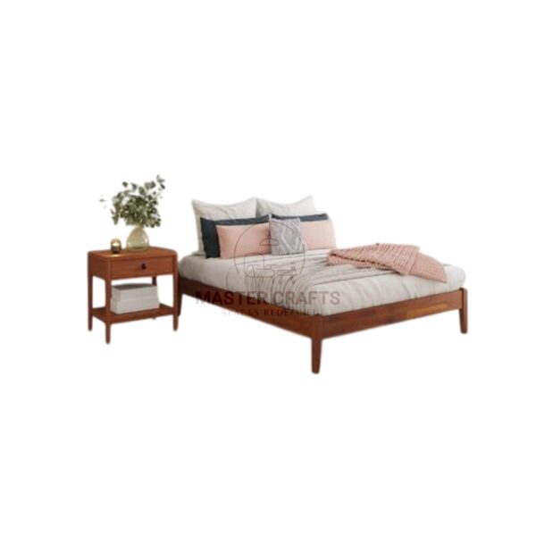 Minimalist Mid-Century Platform Bed with Tapered Legs