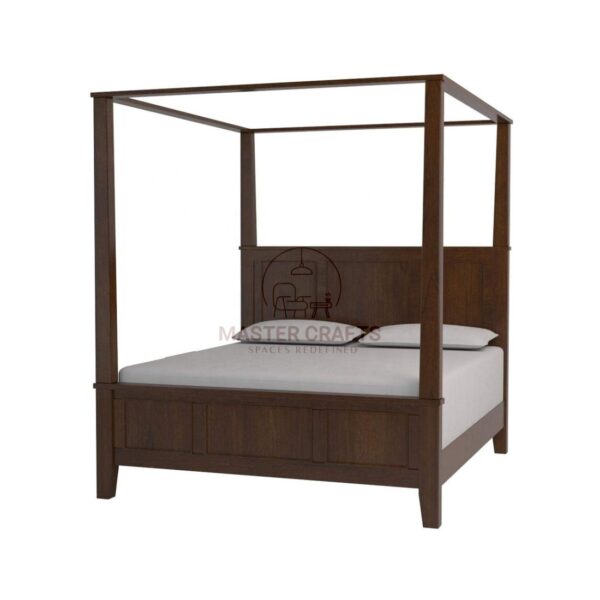 Traditional Dark Wood Four-Poster Canopy Bed