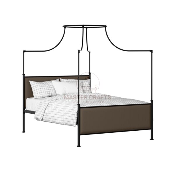 Art Deco Metal and Upholstered Canopy Bed