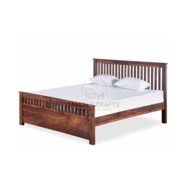 Traditional Queen Bed with Tall Vertical Spindle Slats