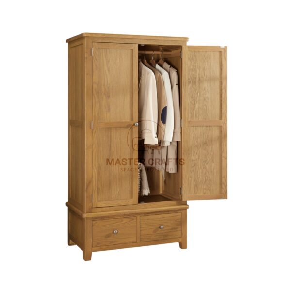 The Traditional Two-Door Oak Wardrobe with Base Drawers
