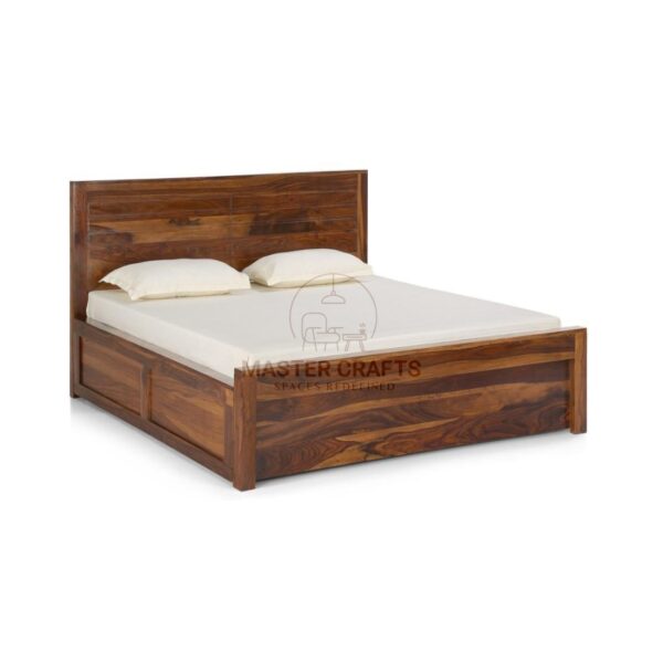 Solid Wood Paneled Headboard Storage Bed