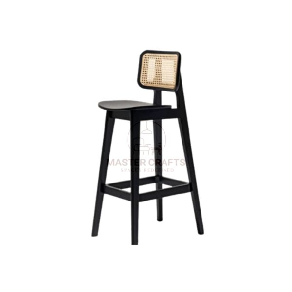 Black Cane Back Bar Stool - Floating Seat