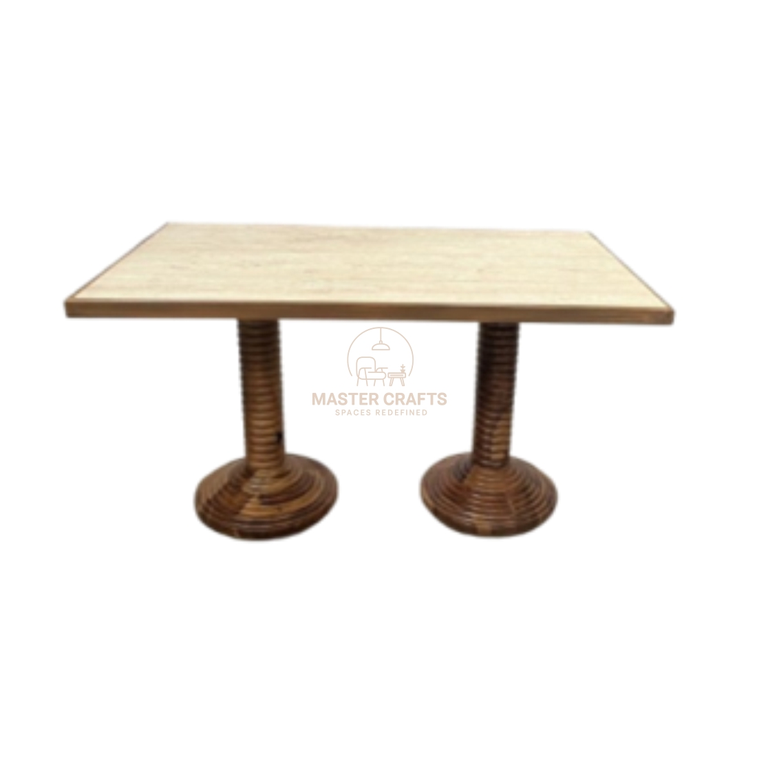Coastal Rattan Double Pedestal Table