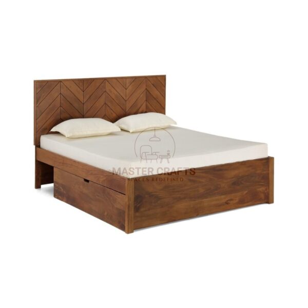  Modern Chevron Headboard Storage Bed