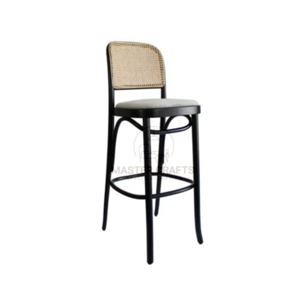  Black Bentwood and Cane Bar Stool