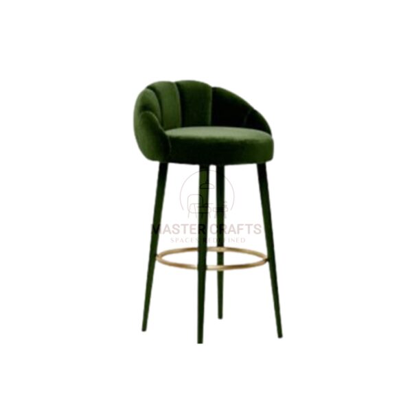 Sculptural Green Velvet Bar Stool