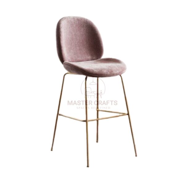 Sculptural Velvet Petal Back Stool