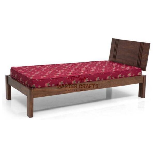 Warm Wood Slatted Headboard Bed