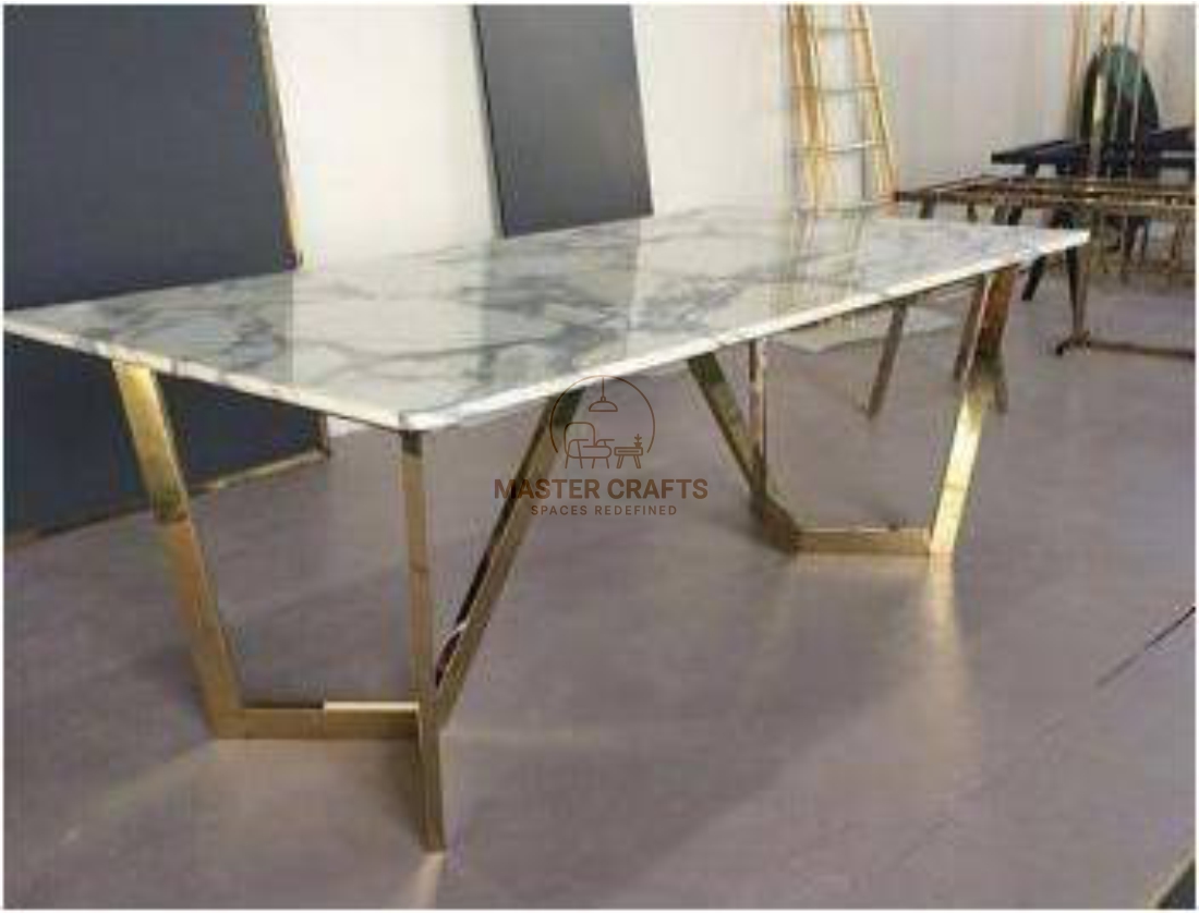 High-End Geometric Brass Dining Table