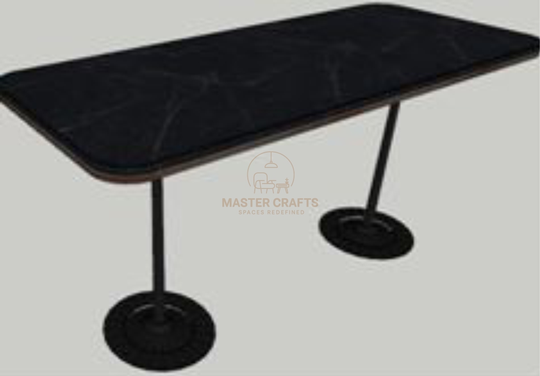 Black Marble Twin Pedestal Dining Table